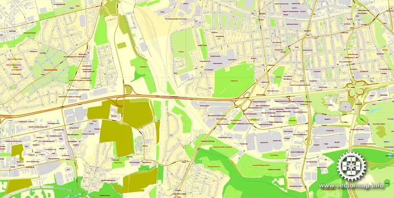 Vector Map Dortmund, Germany, printable vector map, full editable, Adobe Illustrator, City Plan Map, full vector, scalable, editable, text format street names, 34,3 mb ZIP