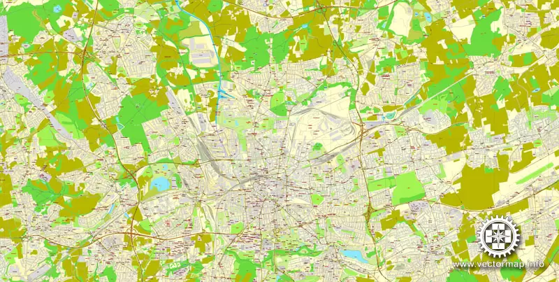 Vector Map Dortmund, Germany, printable vector map, full editable, Adobe Illustrator, City Plan Map, full vector, scalable, editable, text format street names, 34,3 mb ZIP