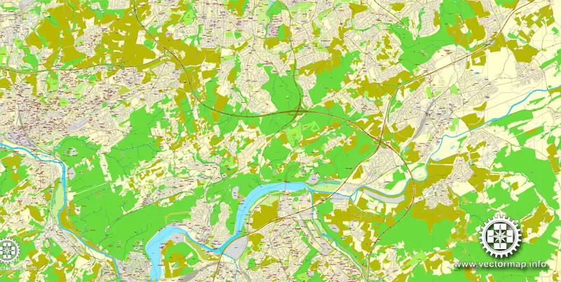 Vector Map Dortmund, Germany, printable vector map, full editable, Adobe Illustrator, City Plan Map, full vector, scalable, editable, text format street names, 34,3 mb ZIP