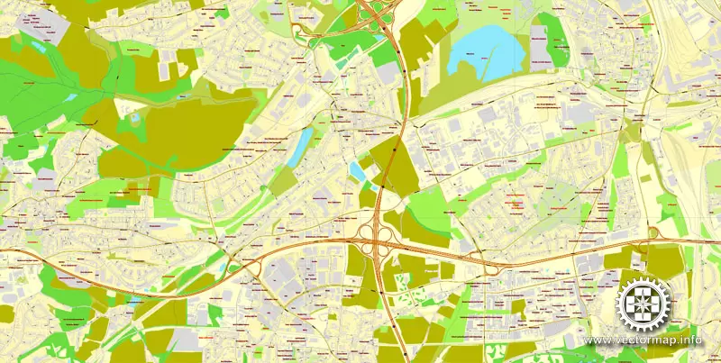 Vector Map Dortmund, Germany, printable vector map, full editable, Adobe Illustrator, City Plan Map, full vector, scalable, editable, text format street names, 34,3 mb ZIP