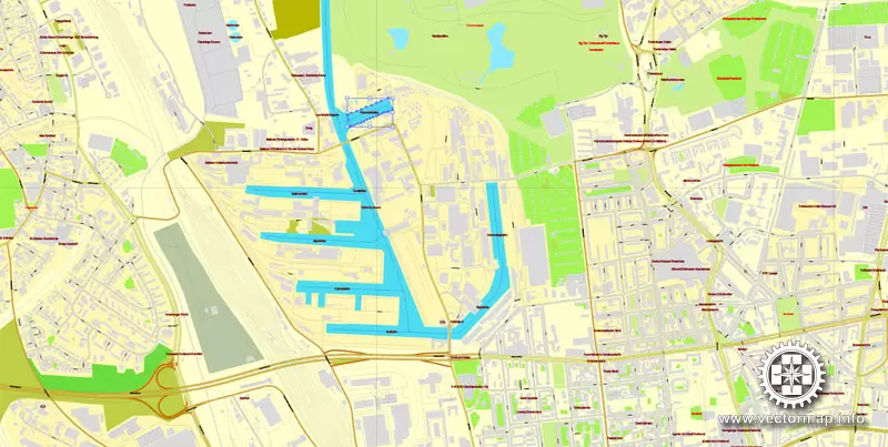 Vector Map Dortmund, Germany, printable vector map, full editable, Adobe Illustrator, City Plan Map, full vector, scalable, editable, text format street names, 34,3 mb ZIP