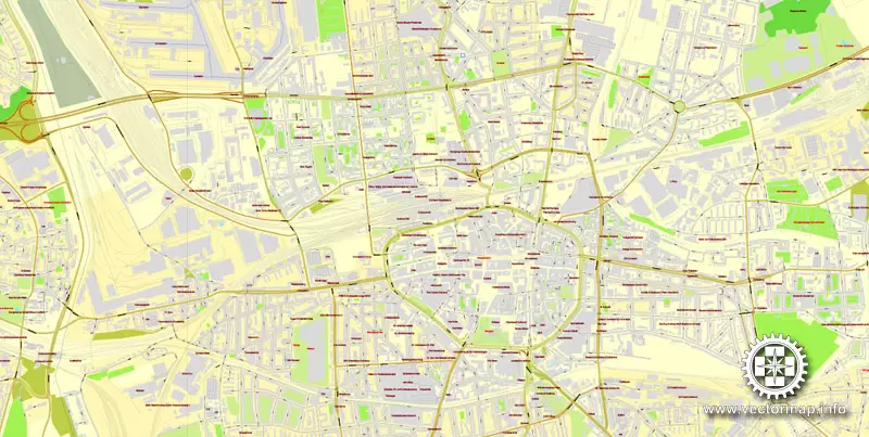 Vector Map Dortmund, Germany, printable vector map, full editable, Adobe Illustrator, City Plan Map, full vector, scalable, editable, text format street names, 34,3 mb ZIP