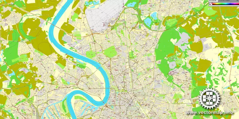 Vector map Duesseldorf, Germany, printable vector street City Plan map, full editable, Adobe Illustrator, full vector, scalable, editable, text format street names, 26,8 mb ZIP