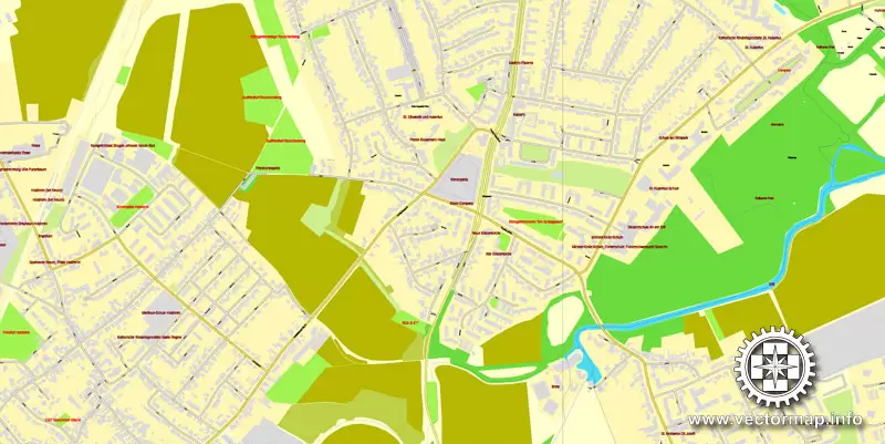 Vector map Duesseldorf, Germany, printable vector street City Plan map, full editable, Adobe Illustrator, full vector, scalable, editable, text format street names, 26,8 mb ZIP