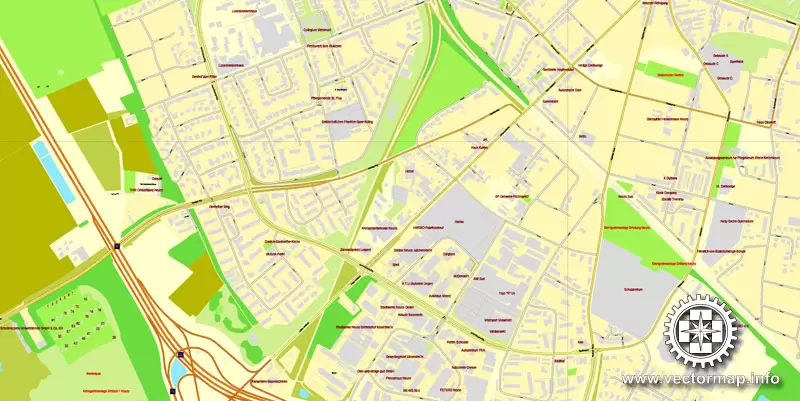 Vector map Duesseldorf, Germany, printable vector street City Plan map, full editable, Adobe Illustrator, full vector, scalable, editable, text format street names, 26,8 mb ZIP