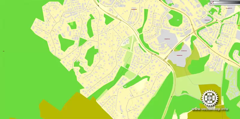 Vector Map Espoo, Finland, printable vector City Plan map, full editable, Adobe Illustrator, full vector, scalable, editable, text format street names, 1,9 mb ZIP