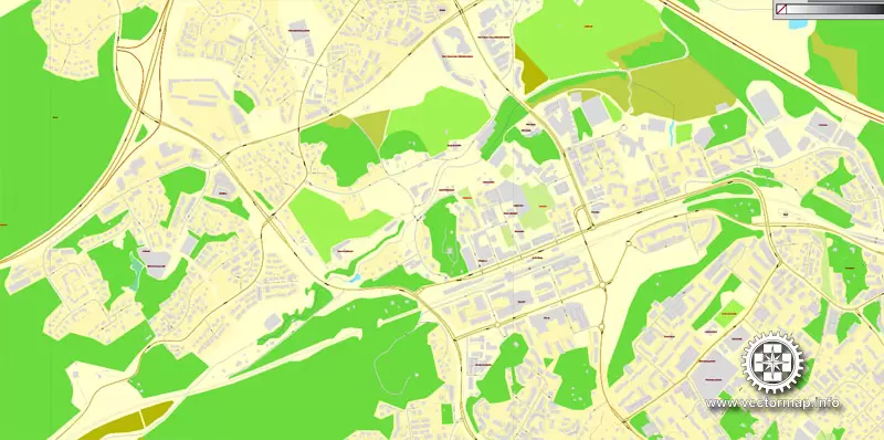 Vector Map Espoo, Finland, printable vector City Plan map, full editable, Adobe Illustrator, full vector, scalable, editable, text format street names, 1,9 mb ZIP
