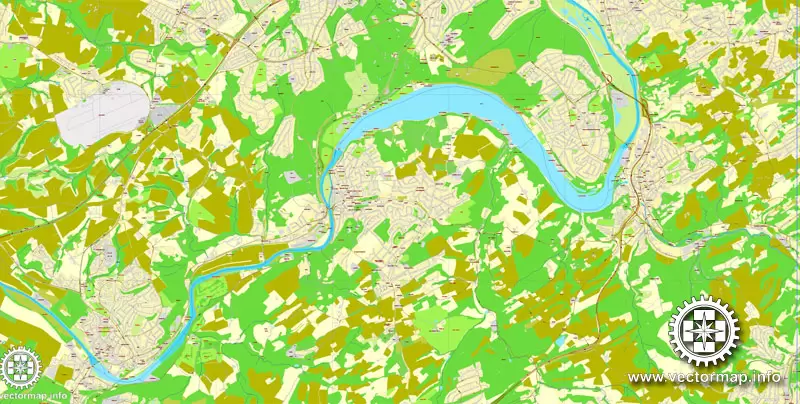 Vector Map Essen, Germany, printable vector street City Plan map V.2, full editable, Adobe Illustrator, full vector, scalable, editable, text format street names, 23,4 mb ZIP
