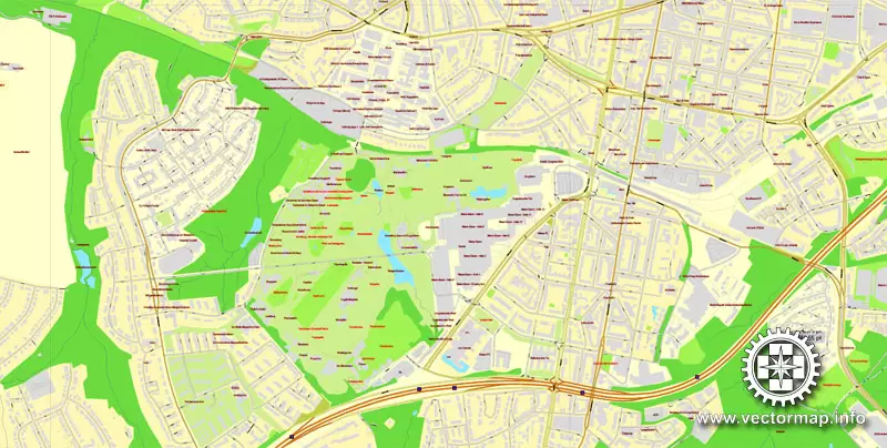 Vector Map Essen, Germany, printable vector street City Plan map V.2, full editable, Adobe Illustrator, full vector, scalable, editable, text format street names, 23,4 mb ZIP