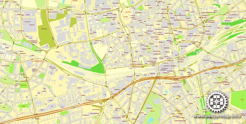 Vector Map Essen, Germany, printable vector street City Plan map V.2, full editable, Adobe Illustrator, full vector, scalable, editable, text format street names, 23,4 mb ZIP