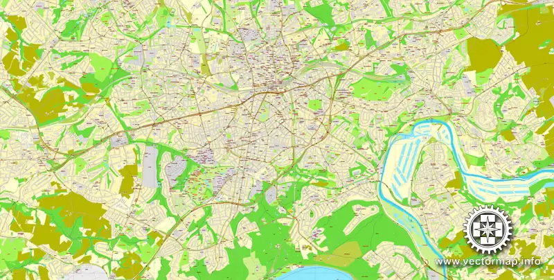 Vector Map Essen, Germany, printable vector street City Plan map V.2, full editable, Adobe Illustrator, full vector, scalable, editable, text format street names, 23,4 mb ZIP