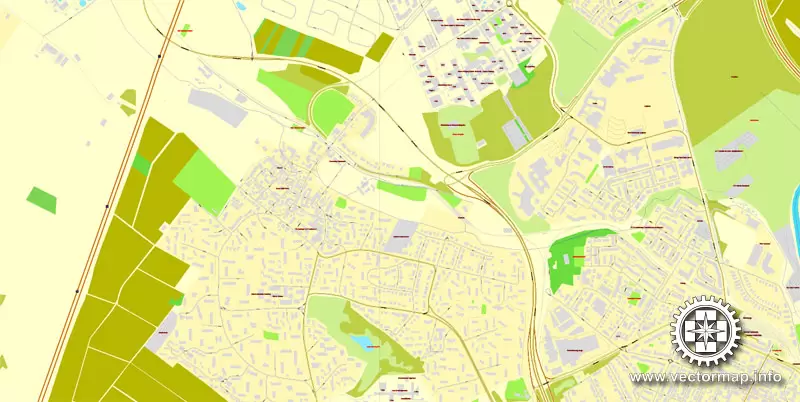 Vector map Frankfurt am Main, Germany, printable vector street City Plan map in 4 parts, full editable, Adobe Illustrator, full vector, scalable, editable, text format street names, 29,4 mb ZIP