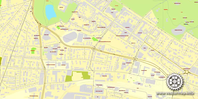 Vector map Frankfurt am Main, Germany, printable vector street City Plan map in 4 parts, full editable, Adobe Illustrator, full vector, scalable, editable, text format street names, 29,4 mb ZIP