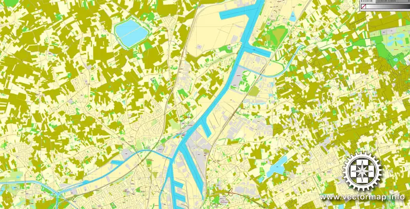 Vector map Ghent, Belgium, printable vector street City Plan map, full editable, Adobe Illustrator, full vector, scalable, editable, text format street names, 11,6 mb ZIP