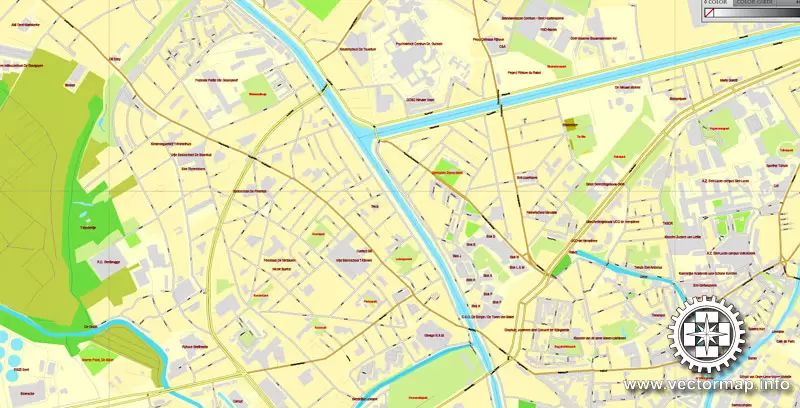 Vector map Ghent, Belgium, printable vector street City Plan map, full editable, Adobe Illustrator, full vector, scalable, editable, text format street names, 11,6 mb ZIP