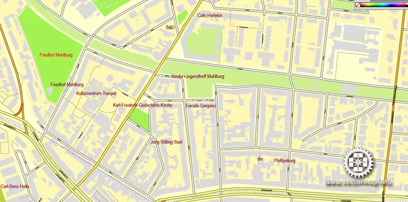 Vector Map Karlsruhe, Germany, printable vector street City Plan map, full editable, Adobe Illustrator, full vector, scalable, editable, text format street names, 18,6 mb ZIP