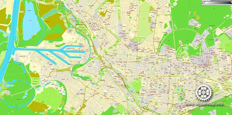Vector Map Karlsruhe, Germany, printable vector street City Plan map, full editable, Adobe Illustrator, full vector, scalable, editable, text format street names, 18,6 mb ZIP