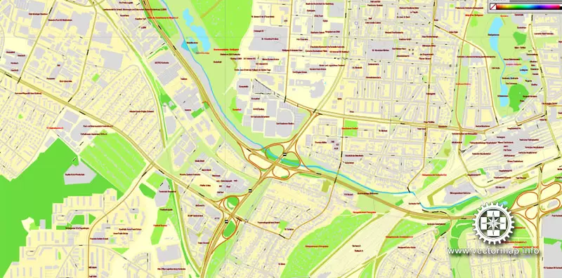 Vector Map Karlsruhe, Germany, printable vector street City Plan map, full editable, Adobe Illustrator, full vector, scalable, editable, text format street names, 18,6 mb ZIP