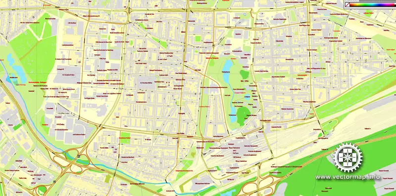 Vector Map Karlsruhe, Germany, printable vector street City Plan map, full editable, Adobe Illustrator, full vector, scalable, editable, text format street names, 18,6 mb ZIP