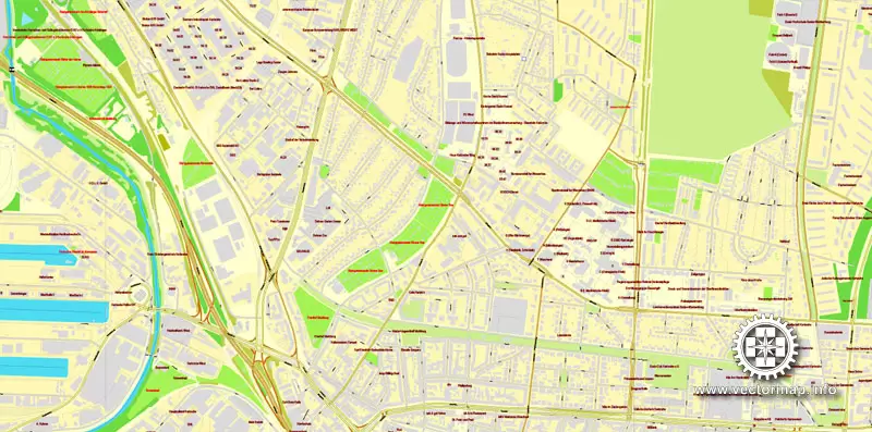 Vector Map Karlsruhe, Germany, printable vector street City Plan map, full editable, Adobe Illustrator, full vector, scalable, editable, text format street names, 18,6 mb ZIP