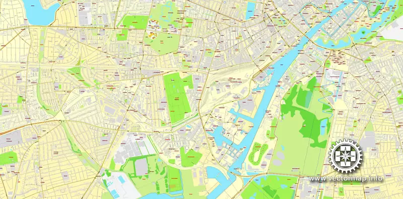 Vector map Copenhagen / København, Denmark, printable vector street City Plan map V.2, full editable, Adobe Illustrator