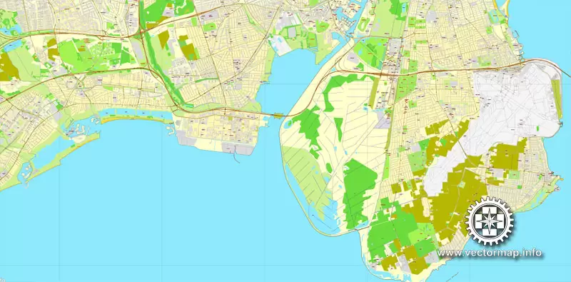 Copenhagen / København, Denmark, printable vector street City Plan map V.2, full editable, Adobe Illustrator