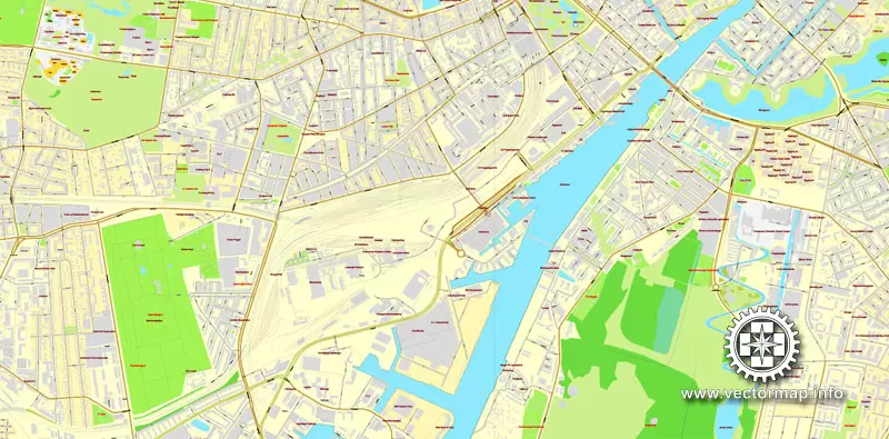 Vector map Copenhagen / København, Denmark, printable vector street City Plan map V.2, full editable, Adobe Illustrator