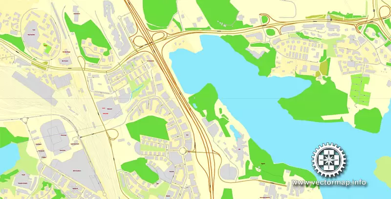 Vector map Stockholm, Sweden, printable vector street City Plan map V.3, full editable, Adobe Illustrator,