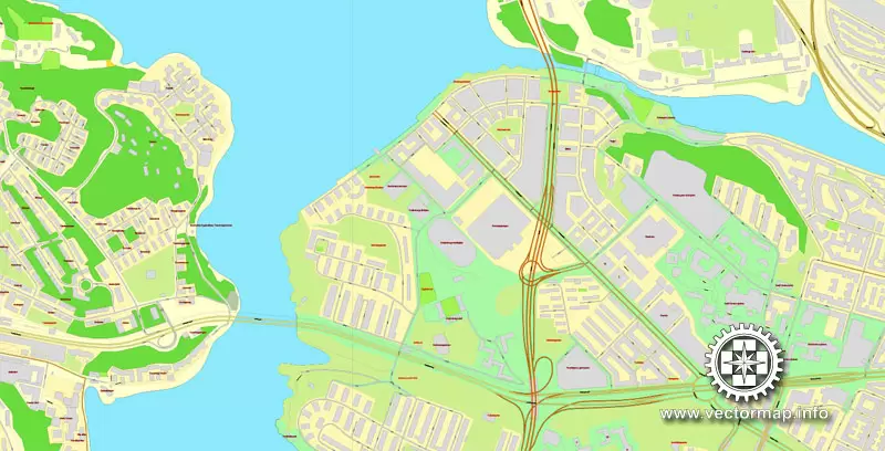 Vector map Stockholm, Sweden, printable vector street City Plan map V.3, full editable, Adobe Illustrator,
