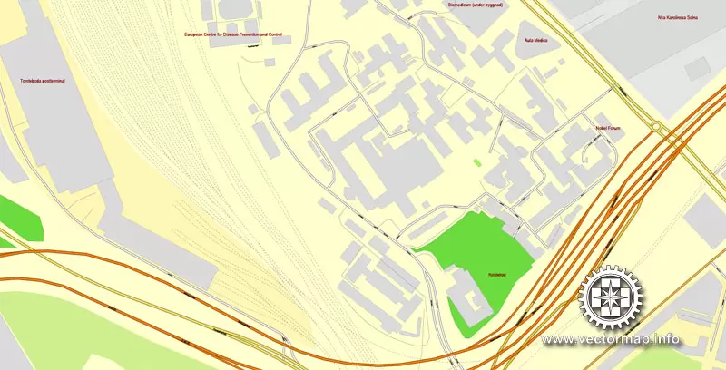 Vector map Stockholm, Sweden, printable vector street City Plan map V.3, full editable, Adobe Illustrator,