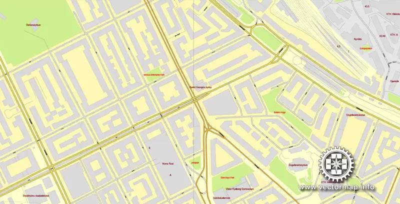 Vector map Stockholm, Sweden, printable vector street City Plan map V.3, full editable, Adobe Illustrator,