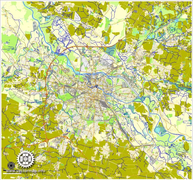 Vector Map Wroclaw, Poland, printable vector street map, City Plan, full editable, CorelDraw, Royalty free, full vector, scalable, editable, text format street names, 25,7 mb ZIP