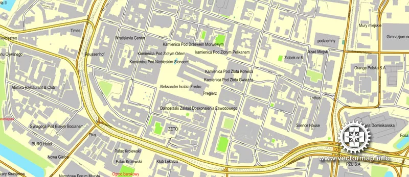 Vector Map Wroclaw, Poland, printable vector street map, City Plan, full editable, CorelDraw, Royalty free, full vector, scalable, editable, text format street names, 25,7 mb ZIP
