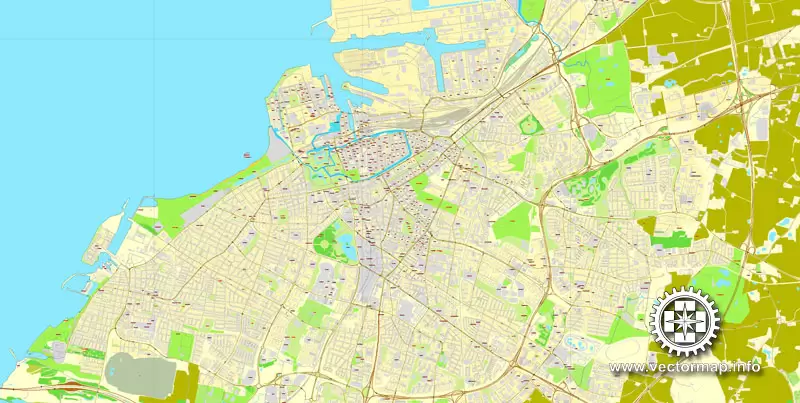 Vector Map Malmo, Sweden, printable vector street map, City Plan full editable, Adobe Illustrator, Royalty free, full vector, scalable, editable, text format street names, 7,1 mb ZIP ALL streets, ALL Buildings.