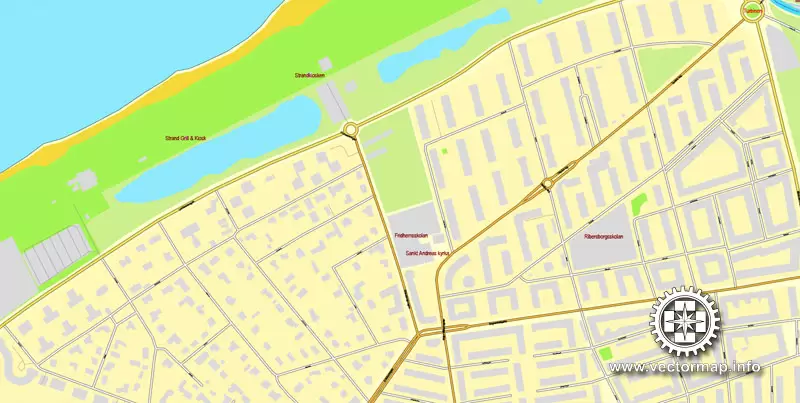 Vector Map Malmo, Sweden, printable vector street map, City Plan full editable, Adobe Illustrator, Royalty free, full vector, scalable, editable, text format street names, 7,1 mb ZIP ALL streets, ALL Buildings.
