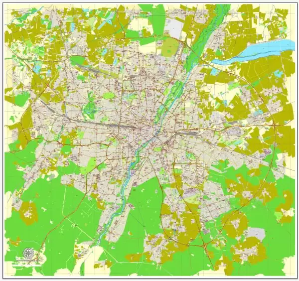 PDF Map Munich / München, Germany, printable vector street map, City Plan V.2, full editable, Adobe PDF, Royalty free, full vector, scalable, editable, text format street names, 53 mb ZIP