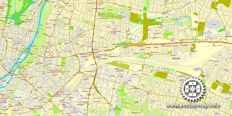 PDF Map Munich / München, Germany, printable vector street map, City Plan V.2, full editable, Adobe PDF, Royalty free, full vector, scalable, editable, text format street names, 53 mb ZIP