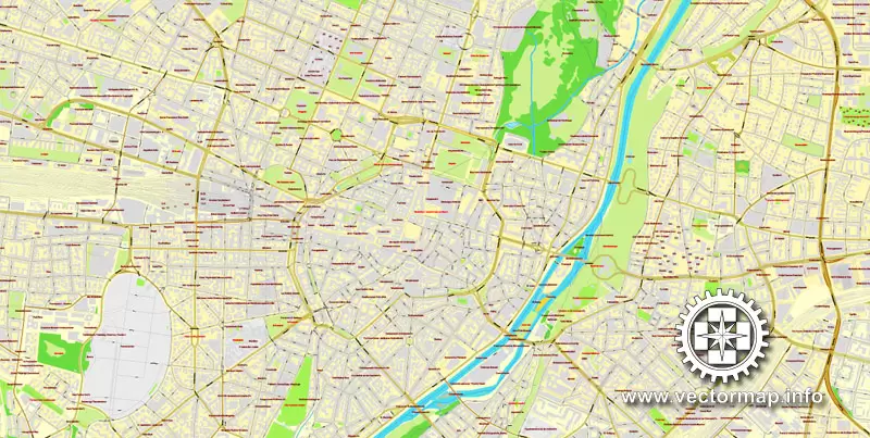 PDF Map Munich / München, Germany, printable vector street map, City Plan V.2, full editable, Adobe PDF, Royalty free, full vector, scalable, editable, text format street names, 53 mb ZIP