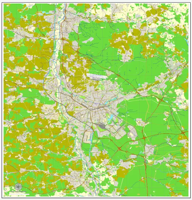 Vector Map Nuremberg, Germany, printable vector street map, City Plan V.3 full editable, Adobe Illustrator, Royalty free, full vector, scalable, editable, text format street names, 26,5 mb ZIP All streets, All buildings.