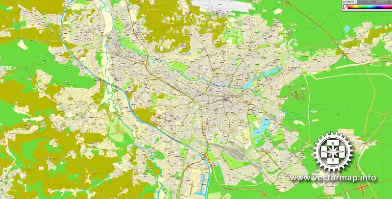 Vector Map Nuremberg, Germany, printable vector street map, City Plan V.3 full editable, Adobe Illustrator, Royalty free, full vector, scalable, editable, text format street names, 26,5 mb ZIP All streets, All buildings.