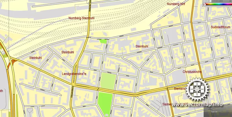 Vector Map Nuremberg, Germany, printable vector street map, City Plan V.3 full editable, Adobe Illustrator, Royalty free, full vector, scalable, editable, text format street names, 26,5 mb ZIP All streets, All buildings.