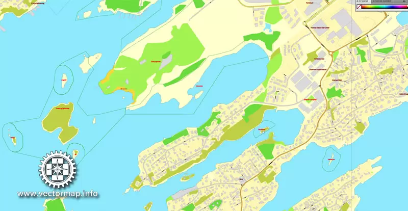 Vector Map Oslo, Norway, printable vector street map, City Plan V.2 full editable, Adobe Illustrator, Royalty free, full vector, scalable, editable, text format street names, 15,1 mb ZIP All streets, All buildings.