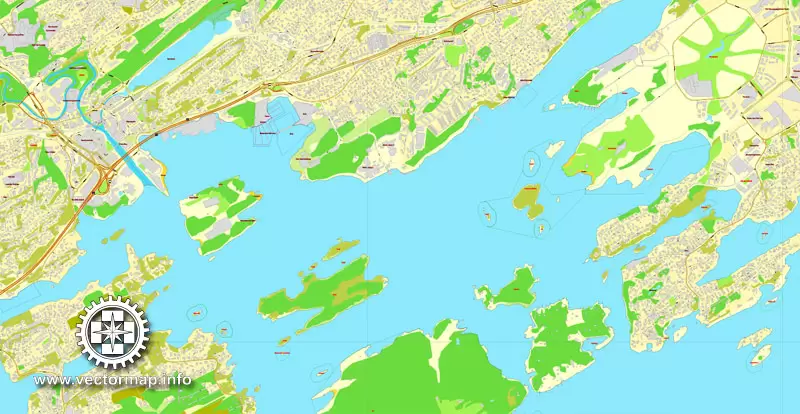 Vector Map Oslo, Norway, printable vector street map, City Plan V.2 full editable, Adobe Illustrator, Royalty free, full vector, scalable, editable, text format street names, 15,1 mb ZIP All streets, All buildings.