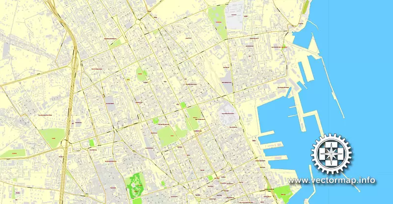 Vector Map Palermo, Sicily, Italy, printable vector street map, City Plan full editable, Adobe Illustrator, Royalty free, full vector, scalable, editable, text format street names, 9,3 mb ZIP