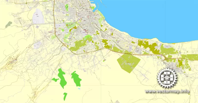 Palermo, Sicily, Italy, printable vector street map, Exact City Plan full editable, Adobe PDF