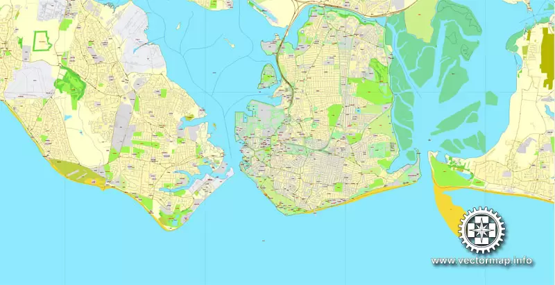 Vector Map Portsmouth, England, printable vector street map, City Plan full editable, Adobe Illustrator, Royalty free, full vector, scalable, editable, text format street names, 7,1 mb ZIP All streets, All buildings.