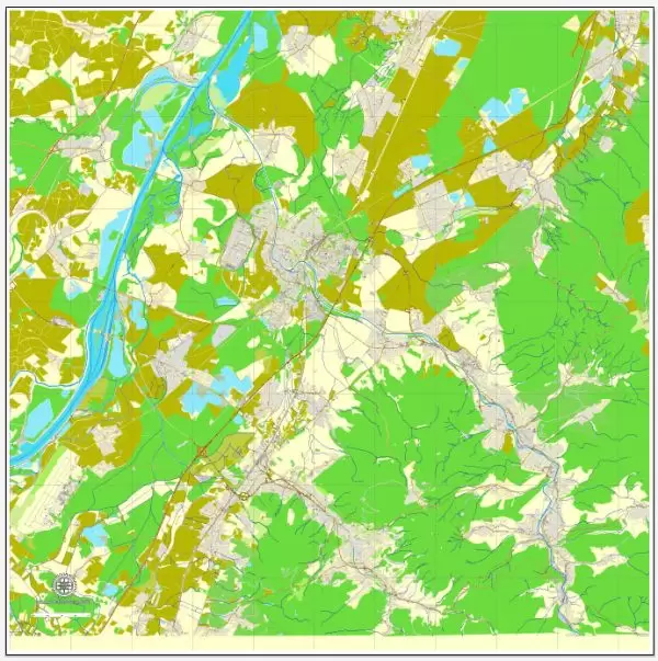 Vector Map Rastatt / Baden-Baden, Germany, printable vector street map, City Plan, full editable, Adobe Illustrator, Royalty free, full vector, scalable, editable, text format street names, 9,1 mb ZIP All streets, All buildings.