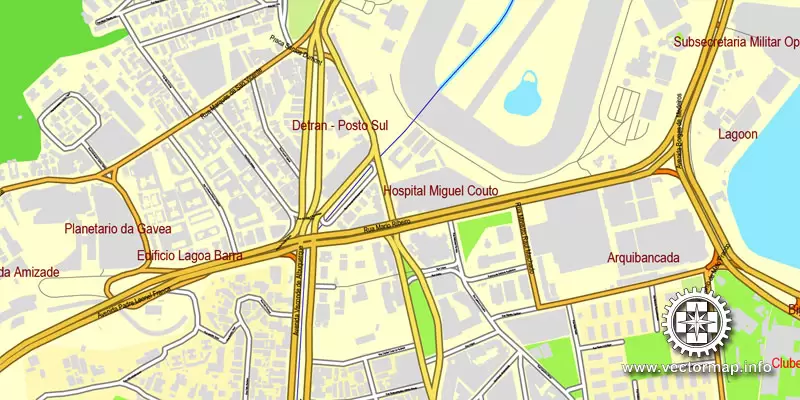 Vector Map Rio de Janeiro, Brazil, printable vector street map, City Plan V.3 full editable, Adobe Illustrator, Royalty free, full vector, scalable, editable, text format street names, 19,8 mb ZIP