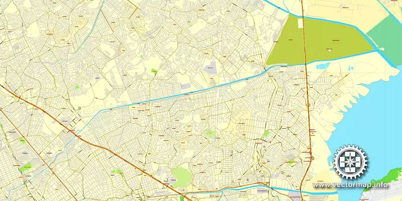 Vector Map Rio de Janeiro, Brazil, printable vector street map, City Plan V.3 full editable, Adobe Illustrator, Royalty free, full vector, scalable, editable, text format street names, 19,8 mb ZIP