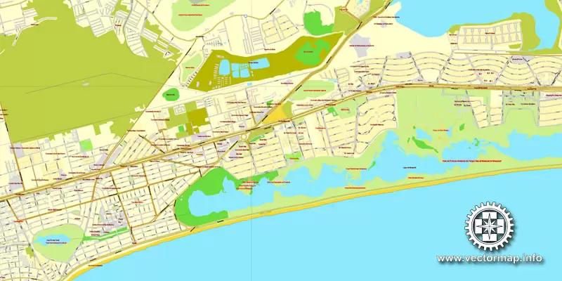Vector Map Rio de Janeiro, Brazil, printable vector street map, City Plan V.3 full editable, Adobe Illustrator, Royalty free, full vector, scalable, editable, text format street names, 19,8 mb ZIP